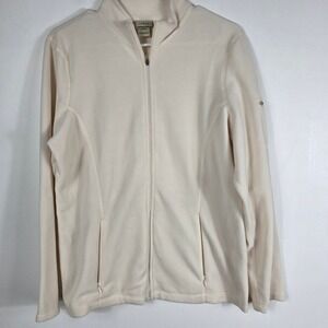 LLBean Womens Cream Fleece‎  lZip Up Jacket Reg